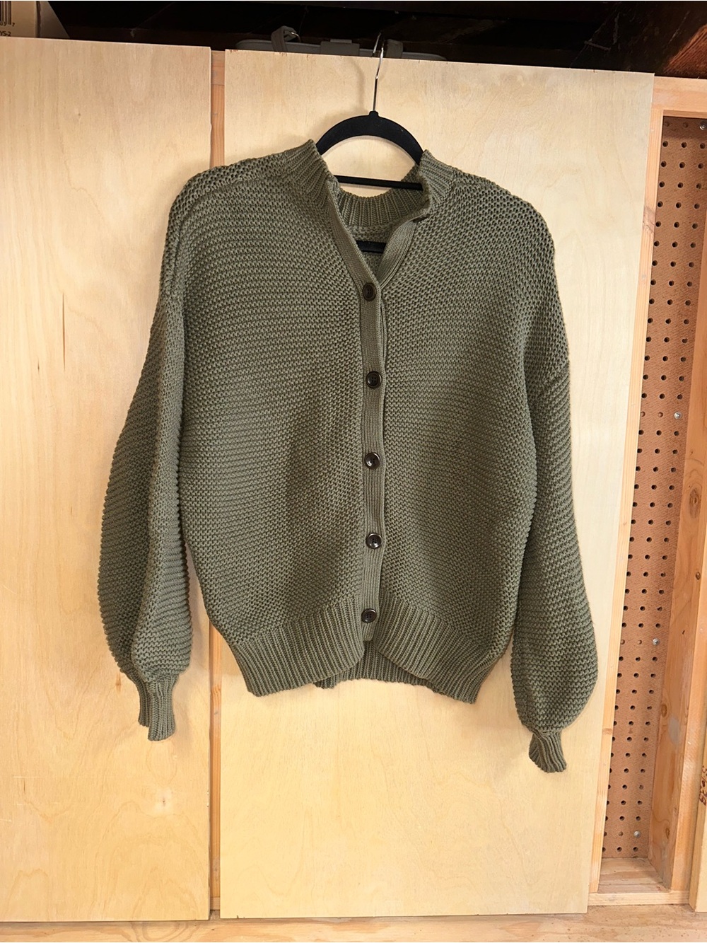 Alex Mill Olive Green Chunky Textured Knit Cardigan
